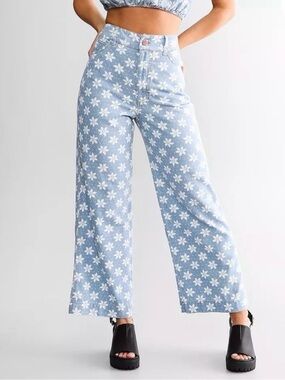 Billabong X Wrangler Women’s High Rise Perfect Pair Floral Print Straight Crop
